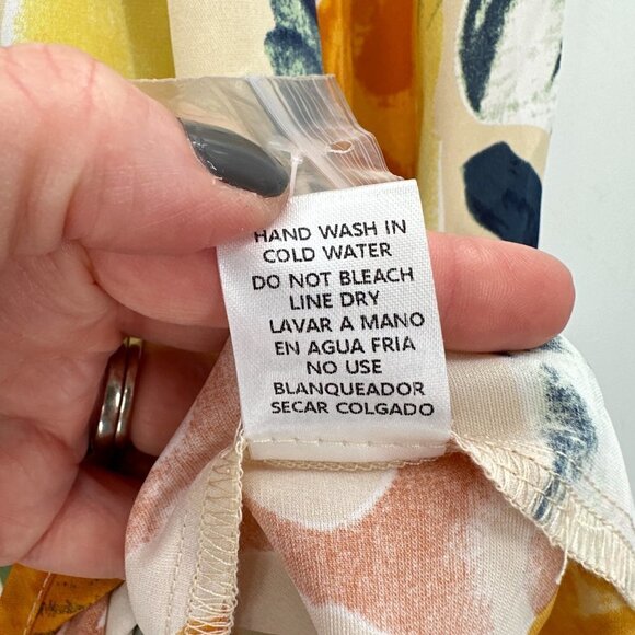 Entro Tan Floral Balloon Long Sleeve Button Front Relaxed Boho XL Blouse NWT - Picture 7 of 10